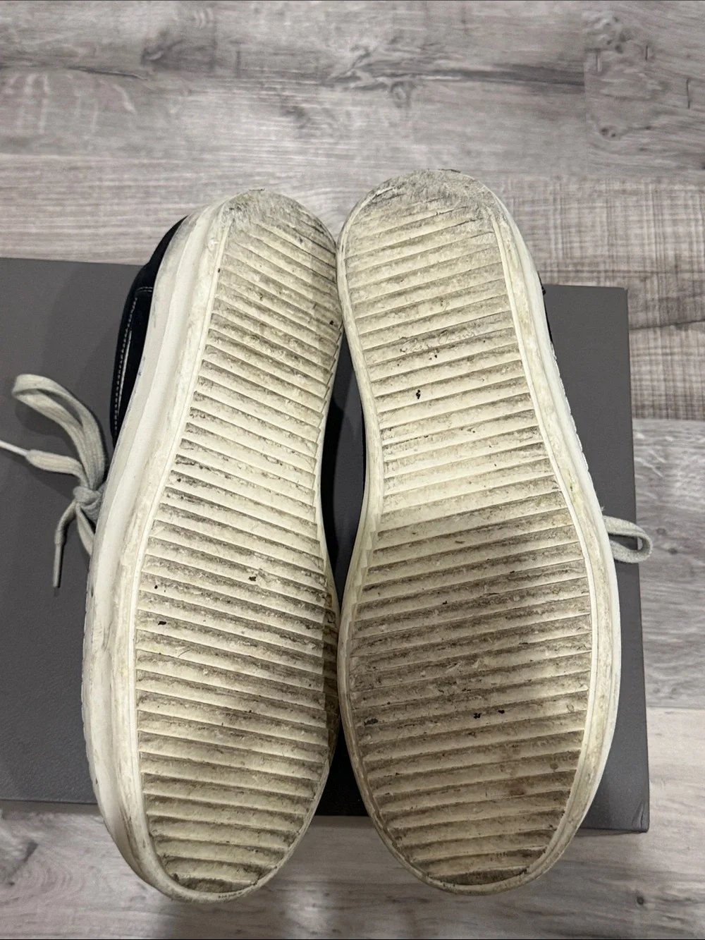 Rick Owens Black and Off-White Low-Top Sneakers